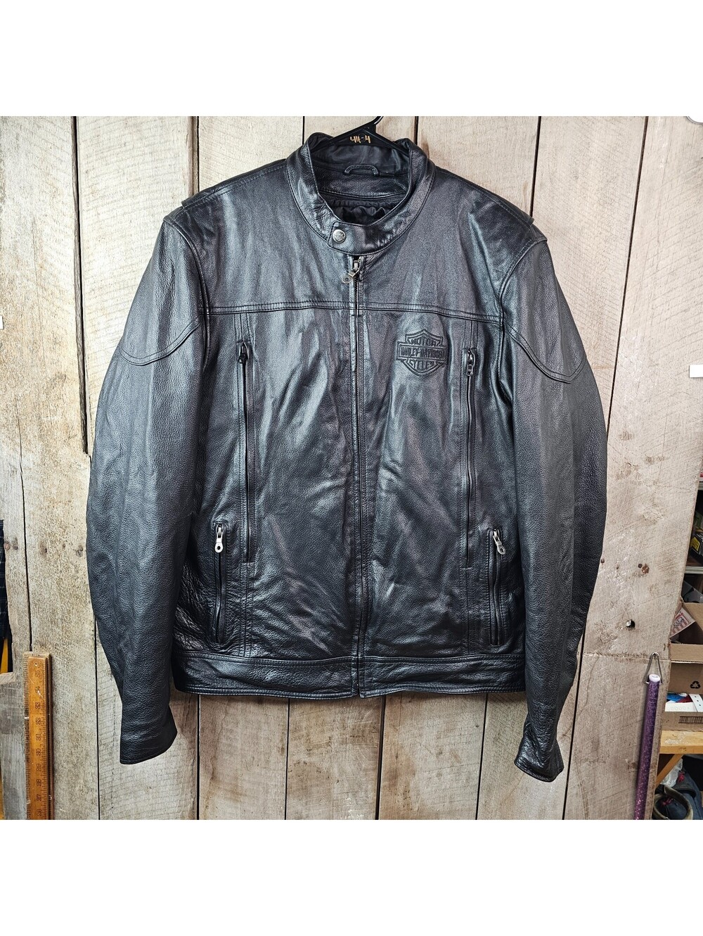 Harley-Davidson Spoiler Leather Motorcycle Jacket Tall L 98016-10VM Black